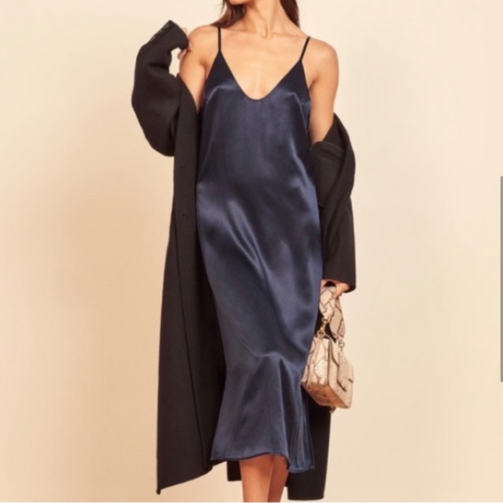 Reformation Navy Midi Dress